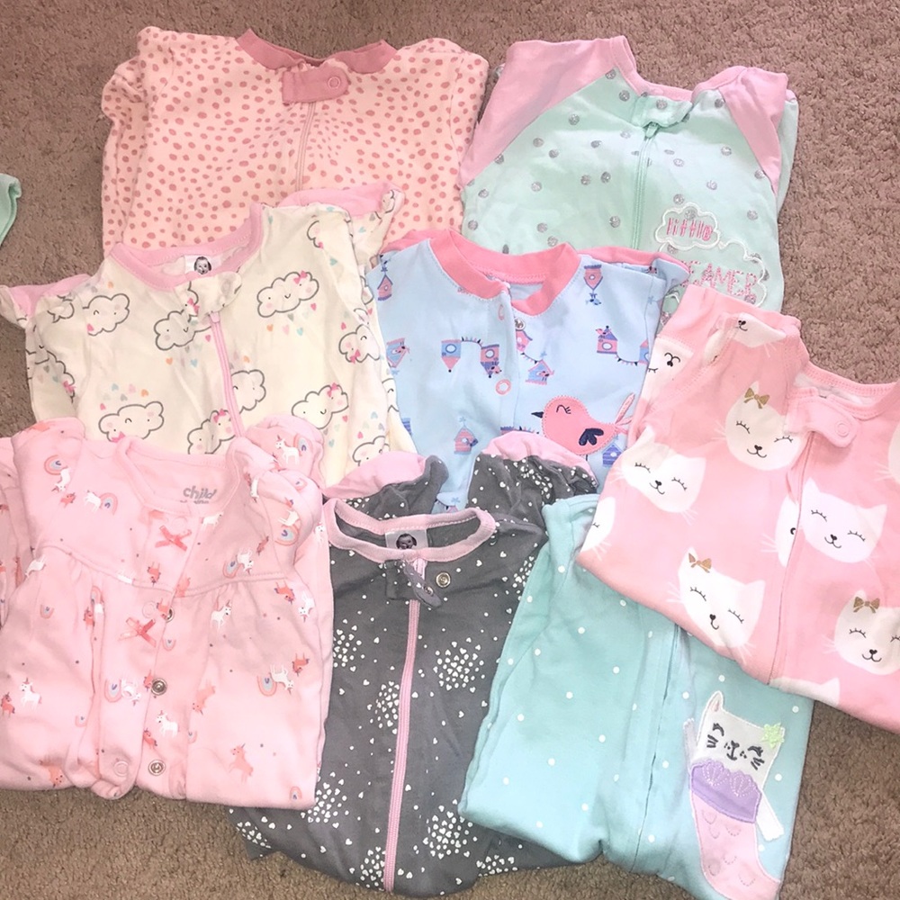 Lot of baby girl sleepers!